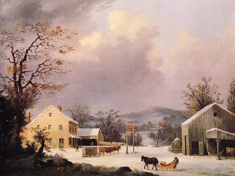 George Henry Durrie Jones Inn, Winter Sweden oil painting art